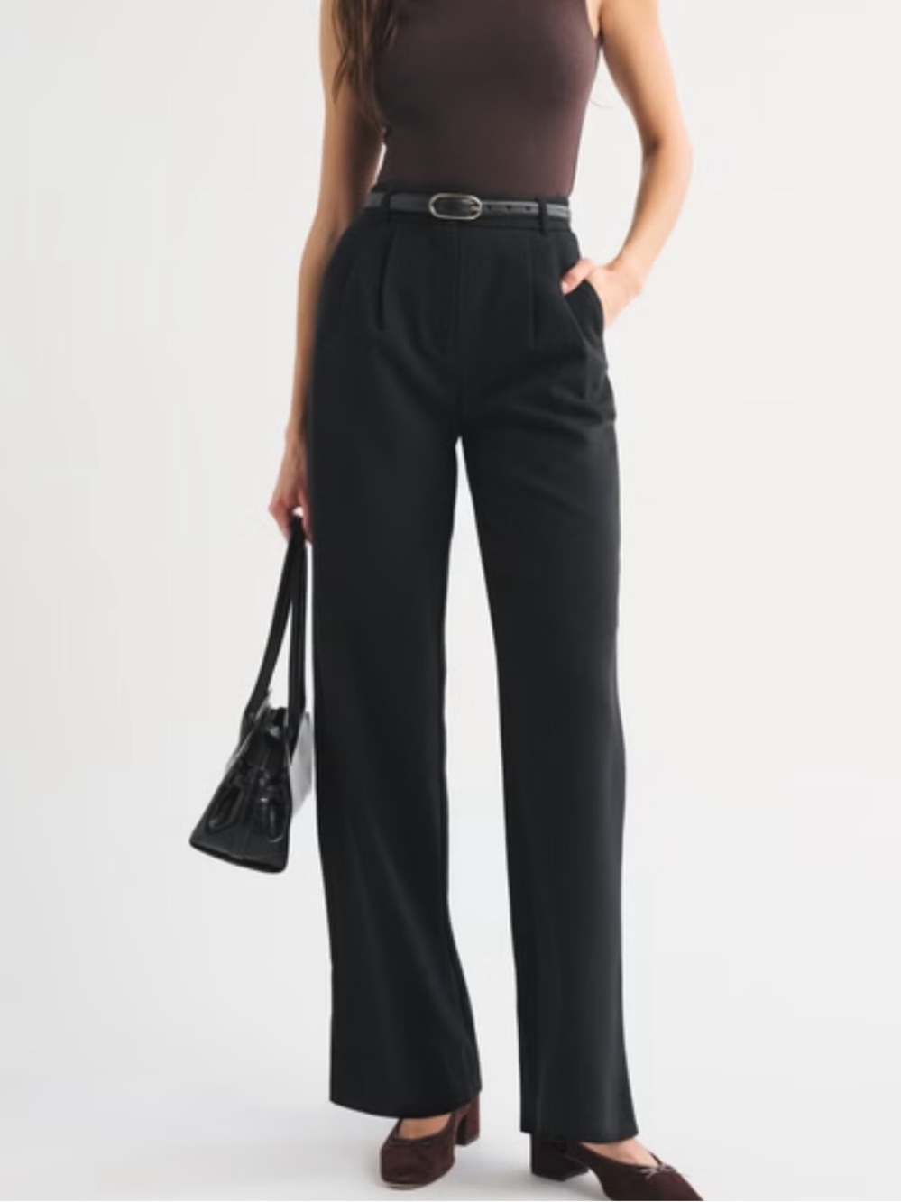 Abercrombie and Fitch Black Sloane Wide Leg Trousers Short